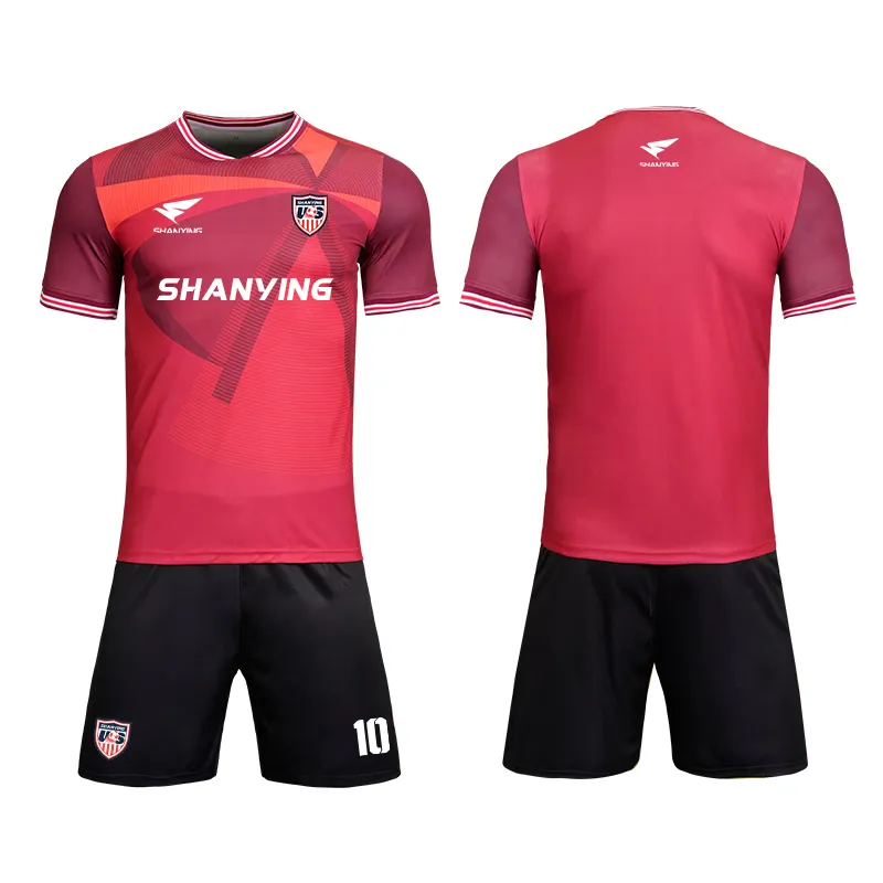 Red Soccer Uniform Football Jerseys For Men Custom Logo Football Jersey Mens Sport Soccer Adult Soccer Kids Football Jerseys Set