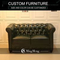Conjunto de Sofás Chesterfield de Cuero Contemporáneo con Estructura de Madera para Restaurante, Cafetería, Hotel, Muebles de Comedor