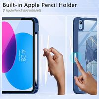 Coque pour IPad(A16) 11e génération 2025 et 10e génération 2022 avec porte-crayon, antichoc, rotation à 360 degrés, dos transparent pour iPad 11 "/10.9".