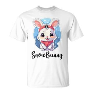 SnowBunny T-shirt mignon avec motif de lapin, design de vacances d'hiver, taille adulte unisexe - Product Image 1