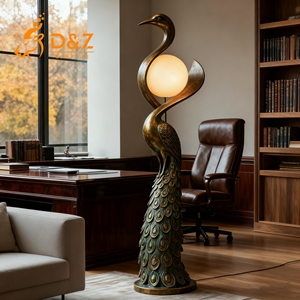 D&amp;Z Art Group Custom Modern Abstract Tall <strong>Bronze</strong> <strong>Peacock</strong> Floor Lamp Luxury Hotel Villa Decoration - Product Image 6
