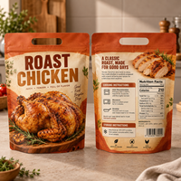 Sachet refermable personnalisé pour poulet rôti, résistant à la chaleur et anti-buée, avec poignée, pour micro-ondes