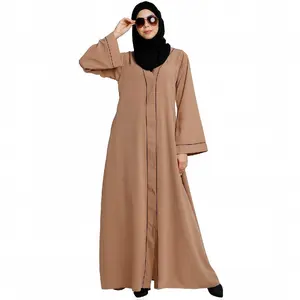 새로운 디자인 여성 고품질 이슬람 블랙 드레스 터키 두바이 이슬람 맥시 긴 소매 민족 오픈 abaya