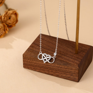 Collier en argent Sterling S925 avec pendentif cœur infini en Zircon scintillant, bijoux fins, cadeau pour femmes, pour occasions quotidiennes et de fête - Product Image 5