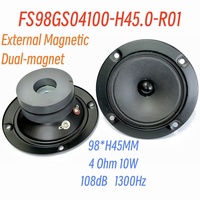 Altavoz Tweeter de 4 Pulgadas 4 Ohmios 10W con Cono de Película e Imán Externo, 108dB 1300Hz-20KHz, con Orificio de Montaje para Productos de Audio de Coche FUET