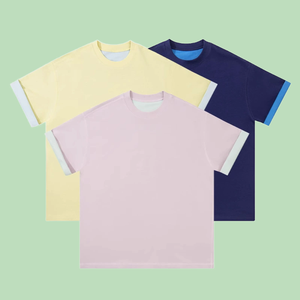 240 그램 100% 면 캐주얼 스타일 단색 패턴 2 색 측면 착용 OEM 서비스 가능 - Product Image 1