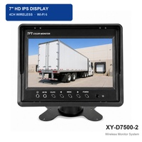 Moniteur de véhicule sans fil 4 canaux 7 pouces avec détection d'angle mort par IA, écran IPS 9-36V pour camions et engins de construction