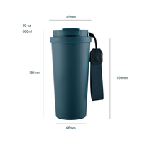 Tasse à café portable en acier inoxydable, gobelet isotherme d'extérieur avec couvercle double usage et paille en PP de qualité alimentaire pour le bureau et les voyages