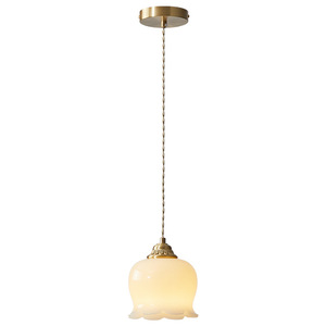 Lámpara Colgante Estilo Francés Color Crema Lila, Moderna, Retro Americana, 15 cm de Diámetro, para Comedor, Bar, Dormitorio, Mesita de Noche - Product Image 1