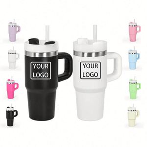 Gobelets isothermes en acier inoxydable pour enfants de 14 oz avec logo personnalisé, pour voiture, activités sportives en extérieur, voyage, cadeau, avec poignée et paille - Product Image 1