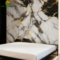 Plaque murale en PVC 3D doré brillant effet marbre fluorescent UV pour la décoration moderne des salles de bain, cuisines et hôtels, épaisseur 3 mm, étanche