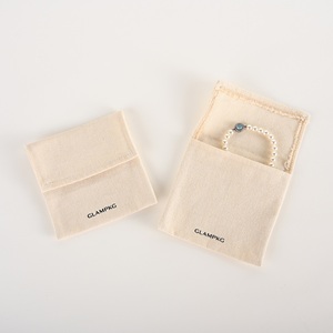 GLAMPKG Custom Logo Linen Cotton Jewelry <b>Pouch</b> Eco-Friendly Envelope Style Jewelry Packaging Bag for Earrings/Necklaces - Product Image 2