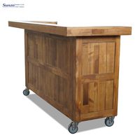 Comptoir de bar mobile en bois massif style ferme, station de service modulaire sur roulettes pour événements, mariages, locations, banquets d'hôtel - Vente en gros