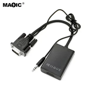 Convertidor VGA a HDMI Full HD 1080P con puerto de fuente de alimentación Micro USB y audio de 3,5mm para monitor de PC a HDMI