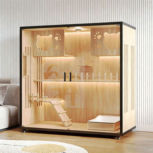 パノラマライトラグジュアリーキャットヴィラホーム大型ペット室内猫ケージハウスキャビネット木製キャットヴィラケージ - Product Image 5