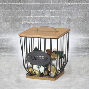 Porte-capsules à café polyvalent, rustique, grande capacité, en fer, à un seul niveau, gain de place pour la maison, porte-filtre à café - Product Image 3