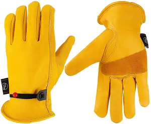 Hot sale yellow cow grain full leather truck driver hand gardening camping working labor protective gear floral gloves