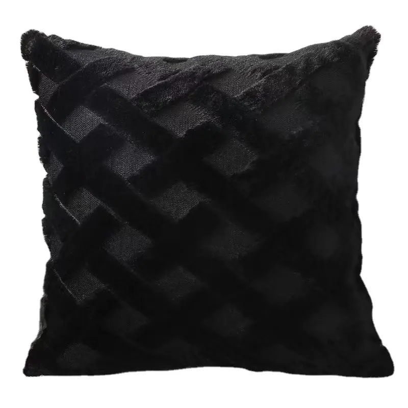 Cuscino in peluche per divano tinta unita semplice cuscino geometrico creativo con blocco di diamanti ricamato