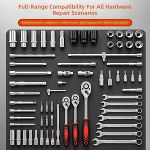 Ensemble d'outils de réparation automobile professionnel de 172 pièces, clé à douille, kit d'outils à <span class=keywords><strong>cliquet</strong></span> en acier à haute teneur en carbone avec étui rigide, personnalisable OEM - Product Image 4