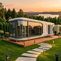 Maison-capsule de luxe avec 1 chambre, 1 salon, 1 salle de bain, pour complexe hôtelier, glamping, parc, suite d'hôtel avec fenêtre panoramique