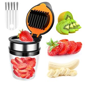 Mini Cortador de Frutas Portátil de Acero Inoxidable, Fácil de Transportar y Limpiar, para Plátanos, Uvas y Champiñones - Product Image 1