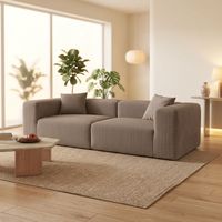 Canapé de salon droit minimaliste italien en tissu velours côtelé éponge haute densité compressé sous vide, personnalisable pour hôtel et maison