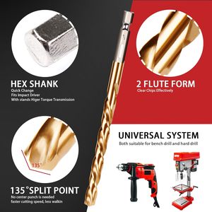 Juego de brocas helicoidales de titanio de 13 piezas Oem Pexmientas con vástago hexagonal, juego de brocas de impacto HSS de 135 grados con estuche de almacenamiento para mí - Product Image 6