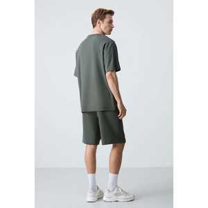 Ensemble de shorts en coton pour homme, coupe ample, kaki, 100% coton, texture douce, 85259 - Product Image 1