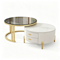 Ensemble de tables basses rondes imbriquées minimalistes italiennes modernes, plateau en pierre frittée mate, mobilier de luxe léger pour salon