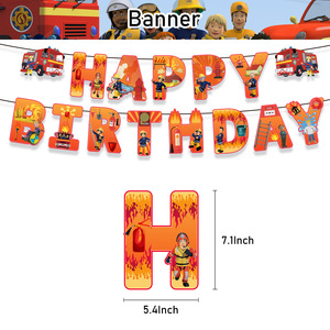 Ensemble de décorations de fête sur le <span class=keywords><strong>thème</strong></span> de l'animation Fireman Sam, comprenant des bannières, des décorations de gâteaux, des ballons, des drapeaux pour les fournitures d'<span class=keywords><strong>anniversaire</strong></span> des enfants - Product Image 2