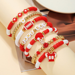 Conjunto de Pulseras Deportivas con Letras y Cuentas, Estilo Europeo Americano, para Rugby, Joyería Unisex, Accesorios para Regalo - Product Image 3