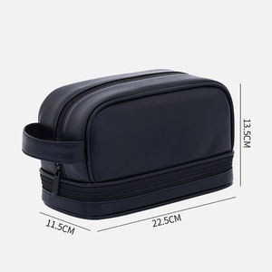 <span class=keywords><strong>Sac</strong></span> de toilette portable de luxe à deux couches pour hommes, voyage, <span class=keywords><strong>cuir</strong></span> PU de qualité supérieure, imperméable, grande capacité, trousse de toilette, organisateur de cosmétiques - Product Image 5