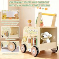 Chariot musical en bois pour bébé, trotteur d'activités 3-en-1 pas cher pour l'apprentissage de la marche