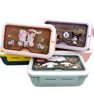 Kawaii Plastic lunch boxes desk sticker storage case kuromi hello kt my melody cartoon character picnic lunch box