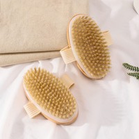 Brosse de massage ovale moderne en bambou de haute qualité pour le corps, exfoliante, pour la douche, pour peaux sèches, en poils de porc, pour le bain