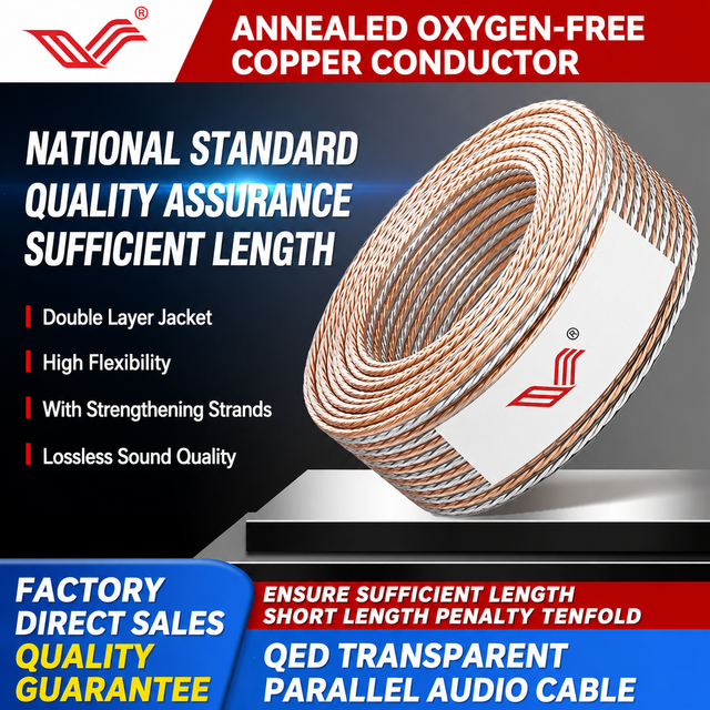 Hot Sale Premium HiFi OFC Figure 8 Speaker Cable Heat Resistant Moisture Proof Shielded Flexible Audio Wire for HiFi Karaoke