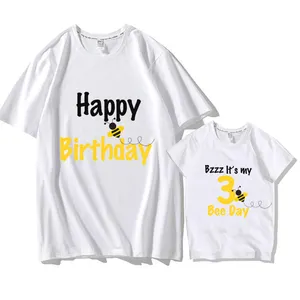 Personalizzato miele ape compleanno giorno tema numero 1-9 lettera stampa bambini primo compleanno ape magliette TSFM-009