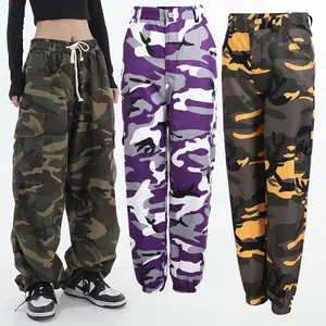 Celana Cargo kamuflase wanita celana panjang Camo banyak saku Hip Hop Sweatpants kerja Streetwear Jepang celana Harem Jeans longgar