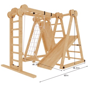 Juego de gimnasio multifuncional para niños de interior, Tobogán columpio para niños pequeños, marco de escalada de madera para escuelas Montessori, juego al aire libre - Product Image 3