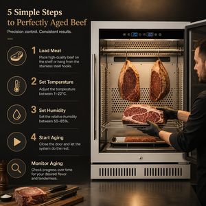 Armoire de maturation à sec commerciale 119L, Réfrigérateur de maturation de viande 1-22 ° Contrôle de l'humidité pour steakhouse, boucherie, hôtel, restaurant - Product Image 3