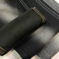 Tissu denim noir face et dos noir 10oz extensible effet slub, échantillon disponible, haute qualité