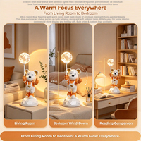 Patung Beruang Resin Figurine Meja dengan Lampu Malam Bulan Hangat untuk Dekorasi Rumah Ruang Tamu Kantor Hadiah