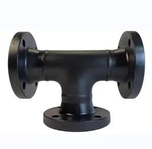 butt welded ASTM A234 WPB black painted seamless carbon steel flange tee dn300