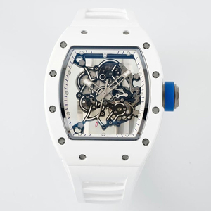 Reloj mecánico unisex de estilo ejecutivo con caja de cerámica blanca premium, movimiento esqueletizado de fabricación propia y resistente al agua. - Product Image 1