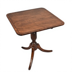 Top Wood <b>Side</b> Coffee <b>Table</b> Acacia Wood Antique Wood Tripod Round <b>Table</b> <b>Square</b> Top Turned Base Decorative Furniture - Product Image 1