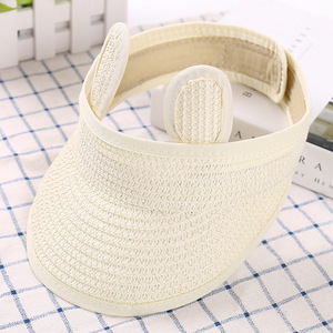 Chapeau de soleil pour bébé <span class=keywords><strong>en</strong></span> paille de <span class=keywords><strong>papier</strong></span> avec visière pour enfants, filles et garçons, avec de jolies oreilles de <span class=keywords><strong>lapin</strong></span> - Product Image 6