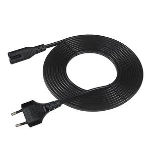 6ft 0.75mm2 250V 2.5A Não Polarizado CEE 7/16 IEC-320-C7 2 Prong AC Cabo De Alimentação Cabo