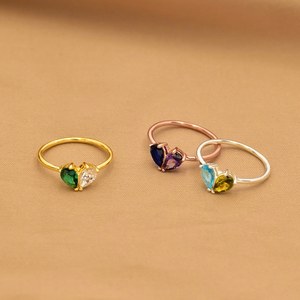Beliebte 925 Sterling Silber Herz niedlich <span class=keywords><strong>Multi</strong></span> Farbe Großhandel Frauen Mädchen benutzer definierte Diamantringe