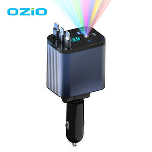 X15 Câble Rétractable 4-en-1 Type C PD 2A Charge Rapide, Station de Chargement Téléphone Voiture avec Lumière d'Ambiance Ciel Étoilé - Product Image 1