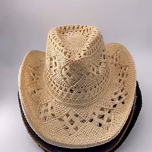 Sombrero de Paja Hecho a Mano con Logotipo Personalizado, Sombreros de Vaquero Occidentales de Papel para Verano, para Hombre y Mujer, Protección Solar para Playa y Viajes - Product Image 4